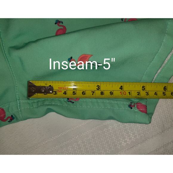 Hollister Mens Swim Trunks Sz S Green Pink Flamingos Lined Swimwear Shorts SMALL - Picture 14 of 16